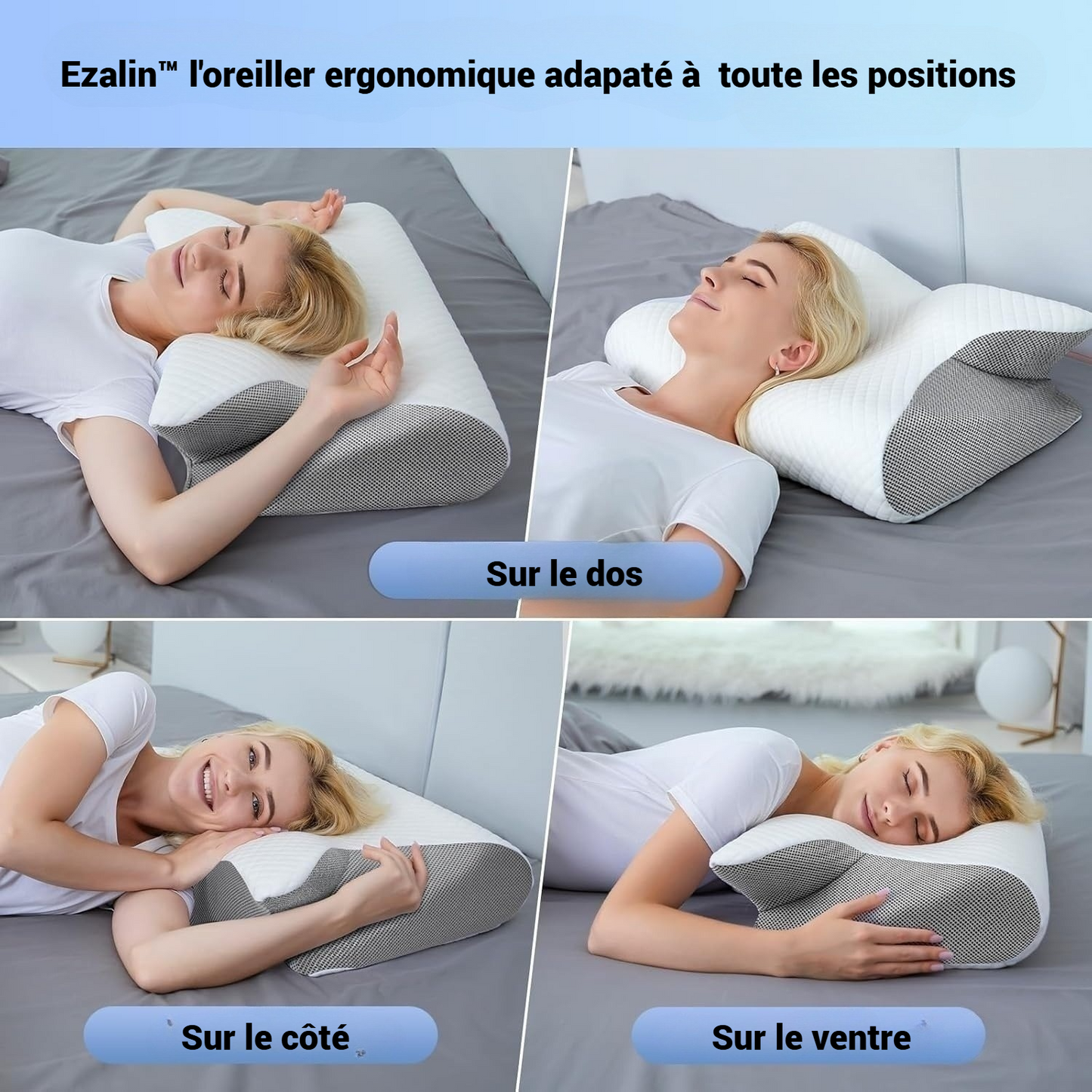 Oreiller Cervical EZALIN™-Le Secret d’un Sommeil Sans Douleur